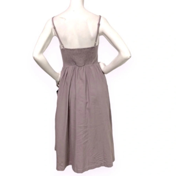 Cooperative Linen Blend Taupe Sleeveless Midi Dress Size S - Picture 5 of 7
